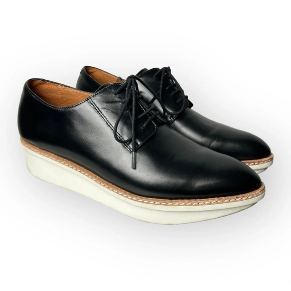 10 Crosby Derek Lam Black and White Platform Loafers - Picture 2 of 10